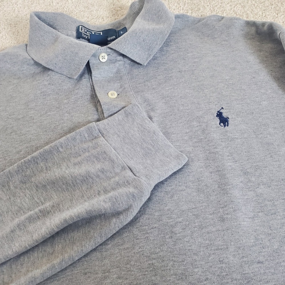 Polo Ralph‎ Lauren Men's Knit Pullover Size L Gray 1/4 Zip Long Sleeve